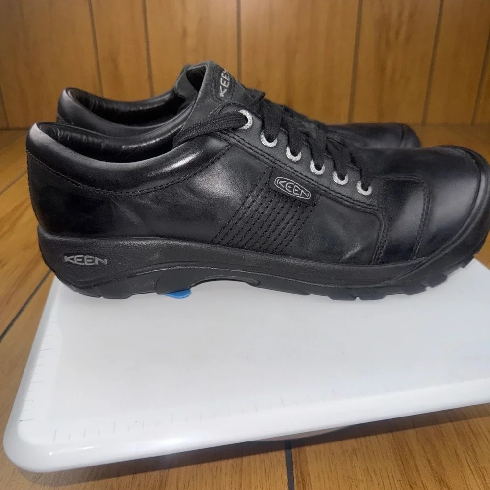 Keen Austin Mens Black Leather Oxford Casual Walking Shoes 1002990 Size 12